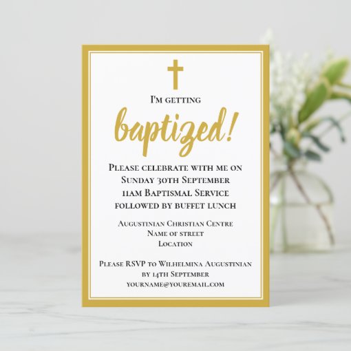 Elegant Modern Adult Baptism Invitation | Zazzle