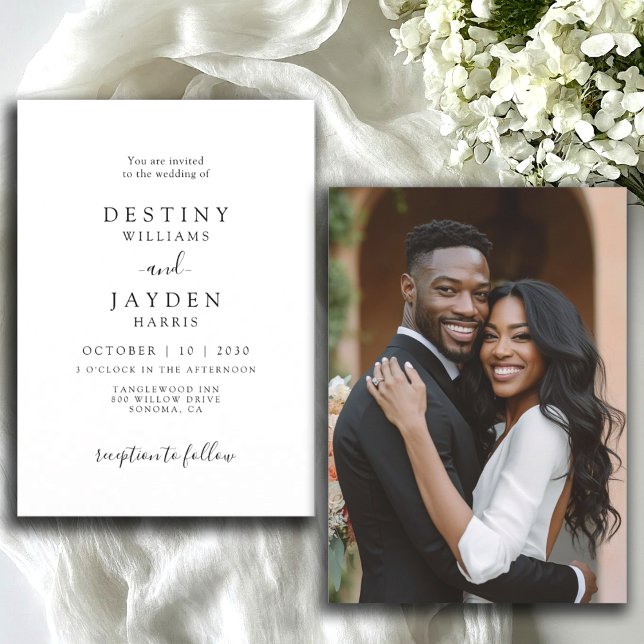 Elegant Modern African American Photo Wedding  Invitation (Creator Uploaded)