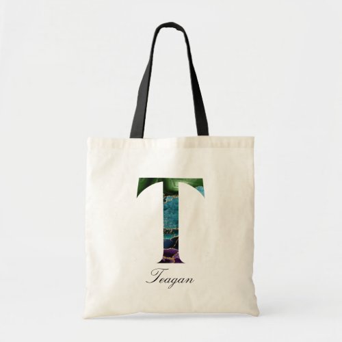 Elegant Modern Agate Monogram Initial Name  Tote Bag