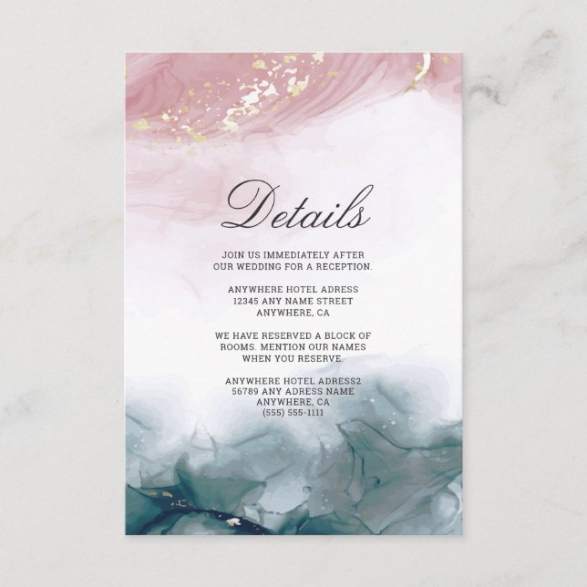 Elegant Modern Alcohol Ink Bush Blue Watercolor Enclosure Card (Front)