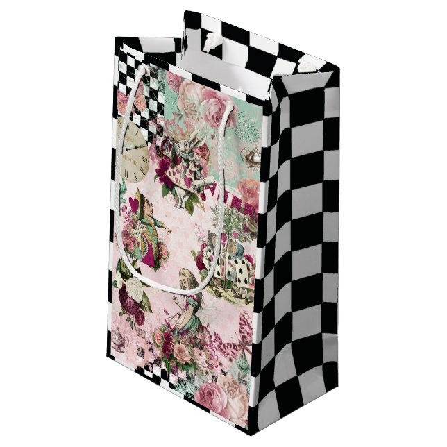 Elegant Modern Alice in Wonderland Small Gift Bag (Back Angled)