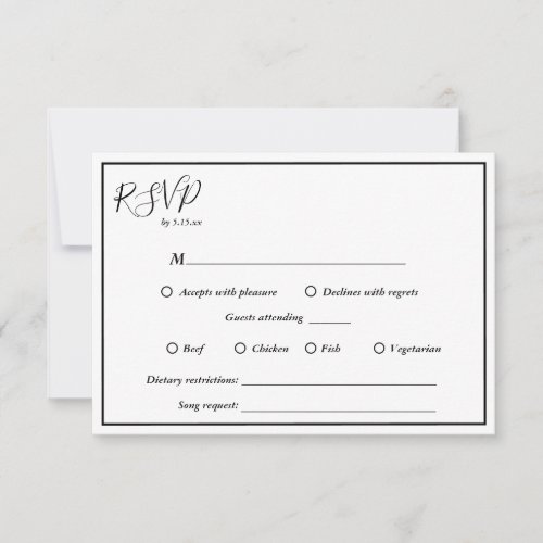 Elegant Modern All In One Wedding RSVP Card