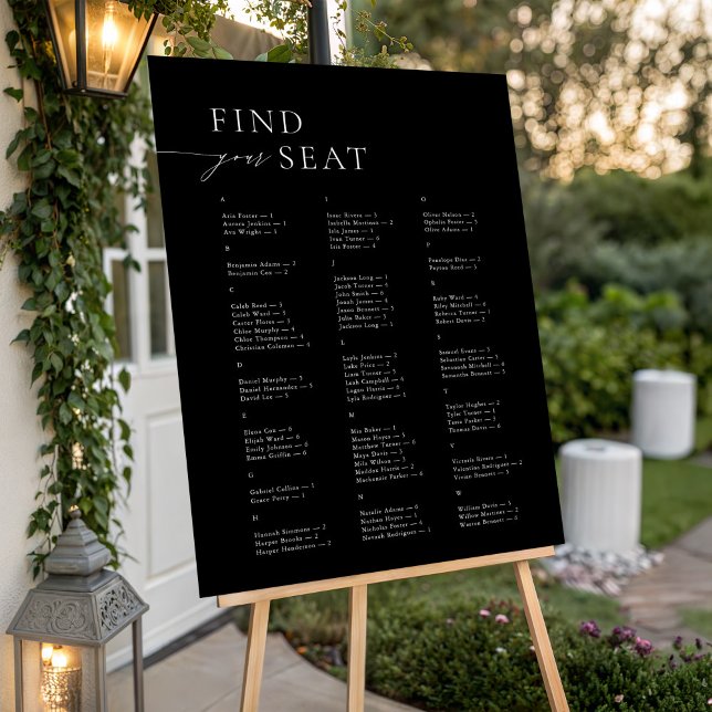 Elegant Modern Alphabetical Find Your Seat Wedding Foam Board (Elegant Modern Alphabetical Find Your Seat Wedding Foam Board)