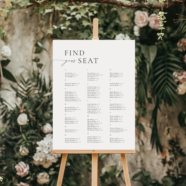 Elegant Modern Alphabetical Find Your Seat Wedding Foam Board (Elegant Modern Alphabetical Find Your Seat Wedding Foam Board)