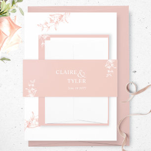Elegant Modern and Minimal Blush Pink Wedding Invitation Belly Band