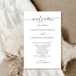 Elegant Modern and Simple Wedding Program<br><div class="desc">Elegant Wedding program with beautiful modern hand written calligraphy details. Modern, simple and stylish. Ability to make text changes and adjustments by selecting customize further. Front with wedding ceremony details, back with wedding party names and thank you message for your guests. Black and white design. White "background color" can be...</div>
