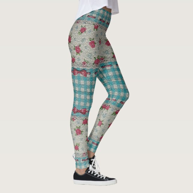 Elegant Modern Angel Vintage Trendy Floral Leggings (Right)