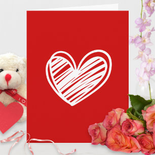 Elegant Modern Anniversary Red Heart Valentines Card