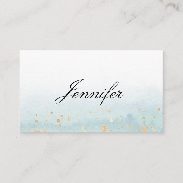Elegant Modern Aquerell Green Gold Place Card (Front)
