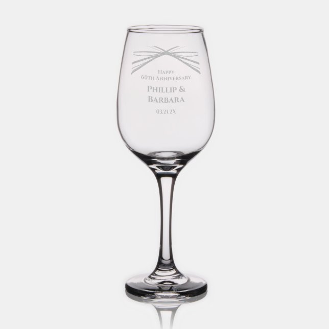 Elegant Modern Arch 60th Wedding Anniversary Party Wine Glass (Glassware)