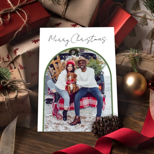 Elegant Modern Arch Family Photo Christmas  Holiday Card