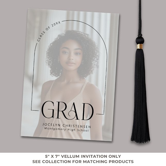 Elegant Modern Arch Overlay Grad  Vellum Invitations (Creator Uploaded)