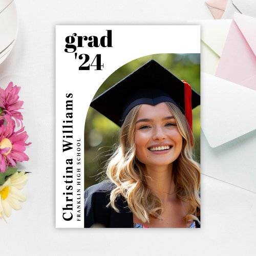 Elegant Modern Arch Photo High School Graduation Announcement