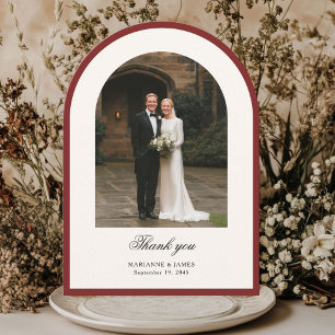 Elegant Modern Arch Photo Wedding Thank You Card