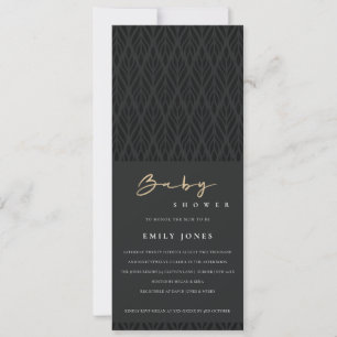 ELEGANT MODERN ART DECO BLACK GOLD BABY SHOWER INVITATION