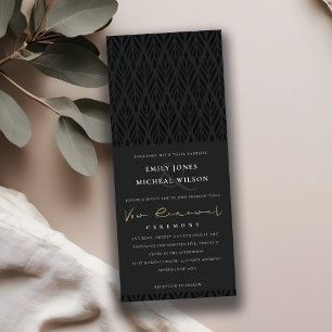ELEGANT MODERN ART DECO BLACK GOLD VOW RENEWAL INVITATION