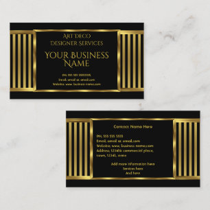 Elegant Modern Art Deco Gold Black Stripe 2 Business Card