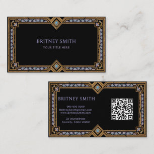 Elegant Modern Art Deco opal black Business Card