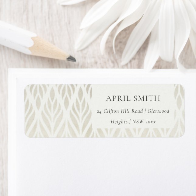 ELEGANT MODERN ART DECO WHITE SILVER FOIL WEDDING  LABEL (Insitu)