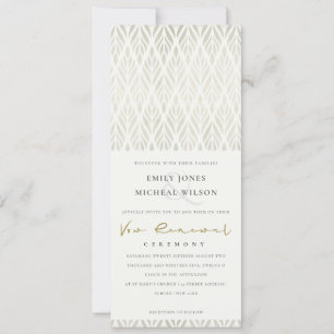 ELEGANT MODERN ART DECO WHITE SILVER VOW RENEWAL  INVITATION