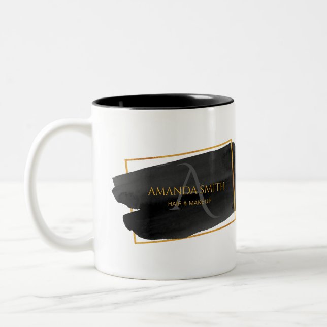 Elegant Modern  Artistic Black and Gold   Two-Tone Coffee Mug (Left)