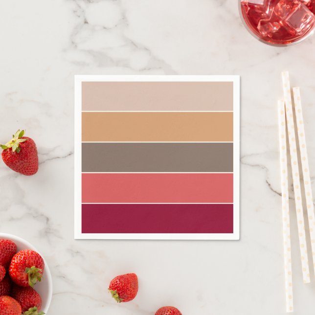 Elegant Modern Autumn Colors Striped Napkins (Insitu)