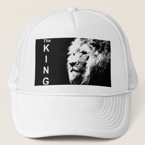 Elegant Modern BW Pop Art Lion Head Template Trucker Hat