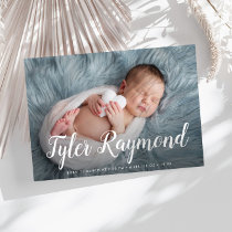 elegant modern baby birth announcement photo postcard