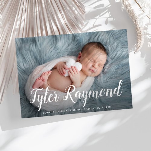 elegant modern baby birth announcement photo postcard