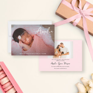 Elegant Modern Baby Girl Name Photo Announcement