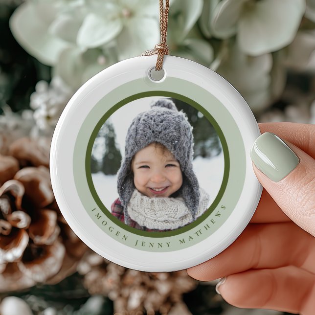 Elegant Modern Baby’s First Christmas Keepsake Ceramic Ornament (Creator Uploaded)