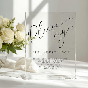 Elegant Modern Baby Shower Guest Book  Acrylic Sign