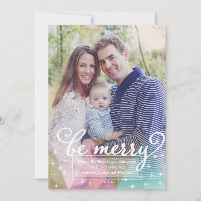 Elegant Modern Be Merry Christmas Photo Card (Front)