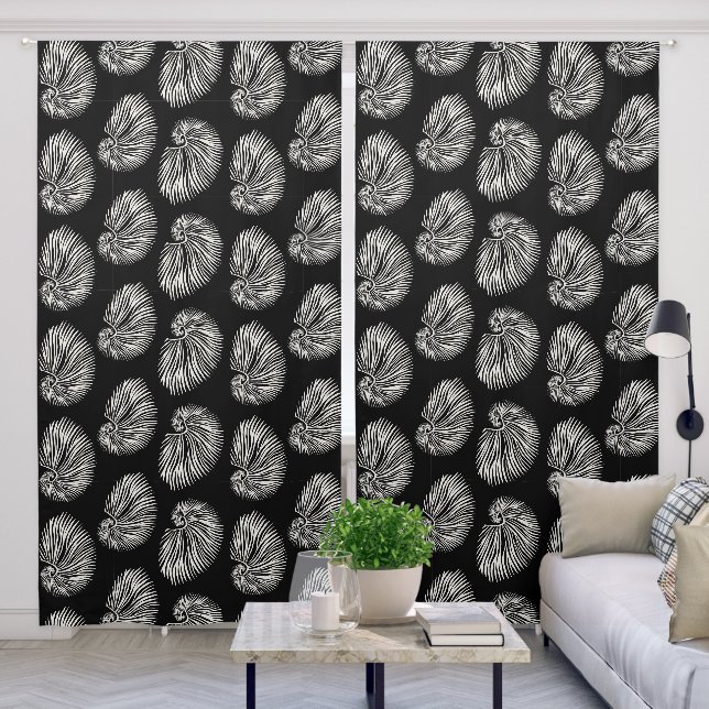 Elegant Modern Beach Seashell Pattern  Blackout Curtains (Living Room)
