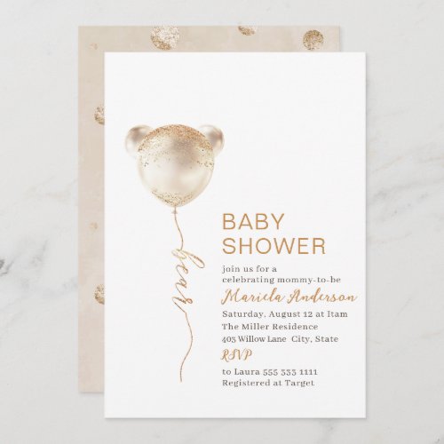 Elegant Modern Bear Baby Shower Invitation