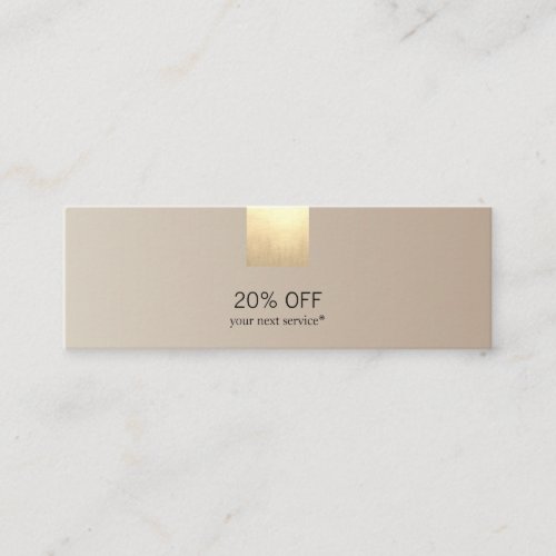 Elegant Modern Beige Gradient Gold Accent Discount Mini Business Card