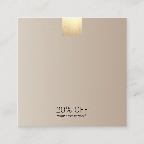 Elegant Modern Beige Gradient Gold Accent Discount Square Business Card