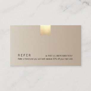 Elegant Modern Beige Gradient Gold Accent Referral Business Card