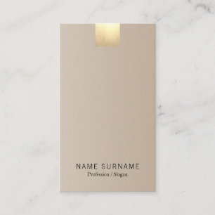 Elegant Modern Beige Gradient Gold Accent Vertical Business Card