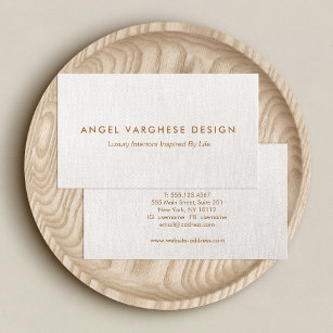 Elegant  Modern, Beige Linen Professional  Business Card