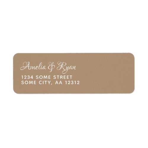 Elegant Modern Beige Typography Return Address Label - Elegant modern beige return address label with white trendy typography - you can easily customize all the text. These address labels are perfect to match your wedding invitations, save the date cards, bridal shower invitations and more.