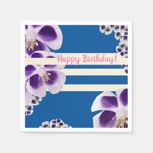 Elegant Modern Birthday Paper Napkins (Front)