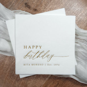 Elegant Modern Birthday Party Personalized Gold Foil Napkins