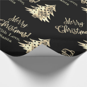 Elegant Modern Black and Gold Christmas Tree Chic Wrapping Paper