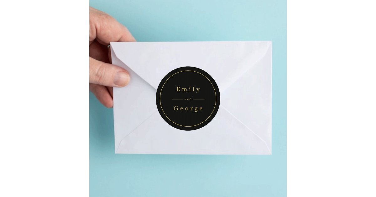 Elegant Modern Black And Gold Classy Wedding Classic Round Sticker | Zazzle