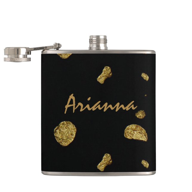 Elegant Modern Black and Gold Coins  Flask (Opened)