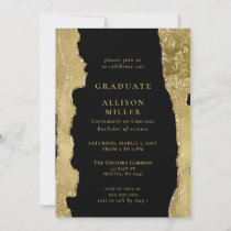Elegant Modern Black and Gold Foil Graduation Invitation