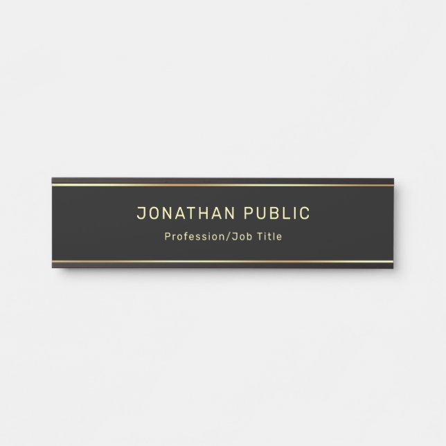 Elegant Modern Black And Gold Glamour Template Door Sign (Front)