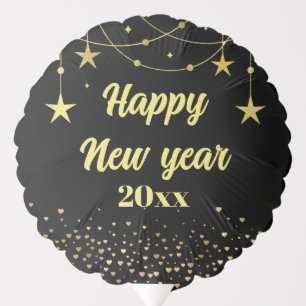 Elegant Modern Black and gold Happy New year  Balloon