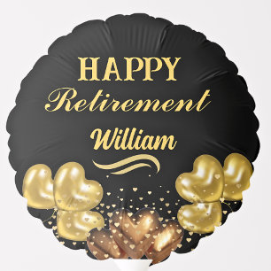 Elegant Modern Black and gold Happy Retirement  Balloon